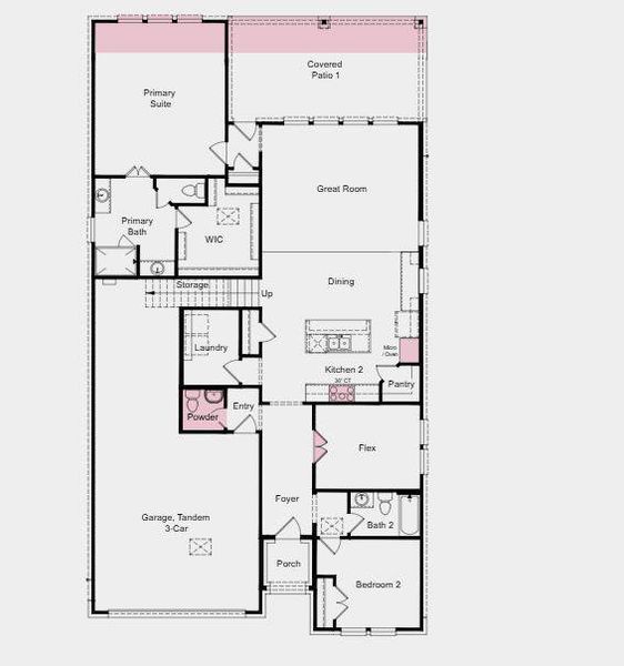 Structural options added include: Gourmet kitchen, extended primary suite and covered patio, mud set shower at primary suite, and half bath in place of storage closet.