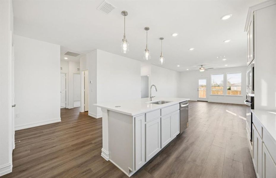 View of gathering room from kitchen