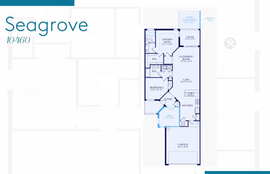 2D floor plan layout of this home in BeachWalk by Manasota Key, Englewood, FL (Image 3).
