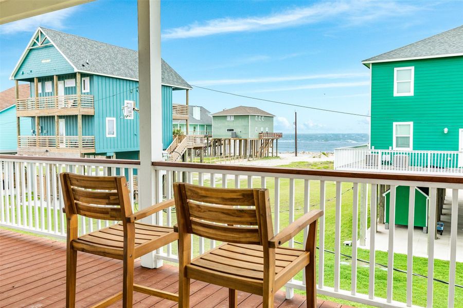 Primary bedroom covered deck with beautiful Gulf view Primary bedroom covered deck with beautiful Gulf view