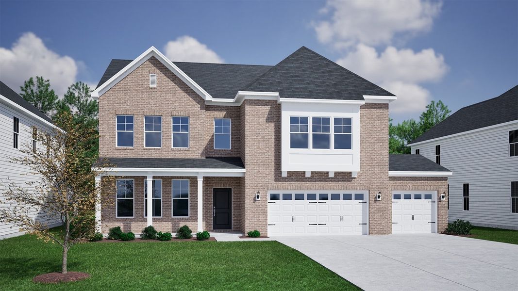 Front exterior of a new home in Lilah Grove, Summerfield, NC, highlighting curb appeal (Image 1). Front exterior of a new home in Lilah Grove, Summerfield, NC, highlighting curb appeal (Image 1).