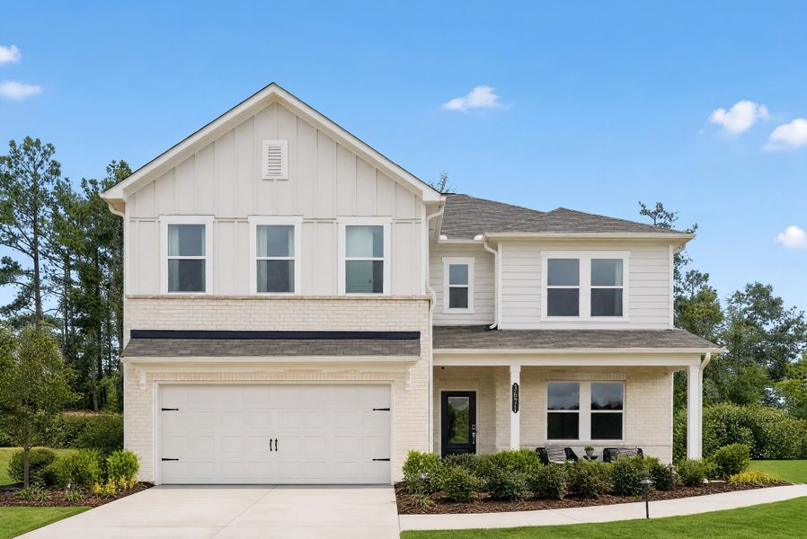 Representative exterior photo of a completed home built from the Timber by Taylor Morrison in Weatherfield, Buford, GA (Image 26).