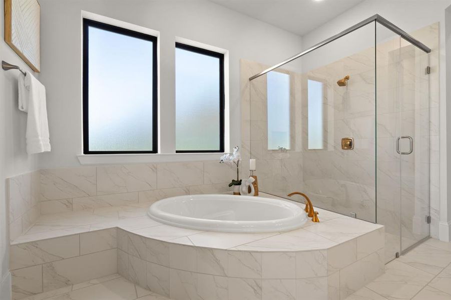 Oversize shower, with separate soaking tub