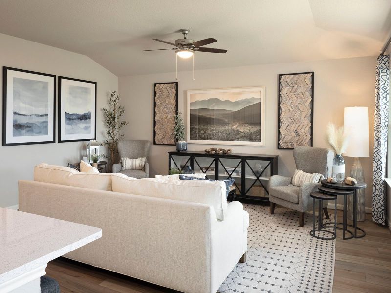 Relax in the spacious family room.