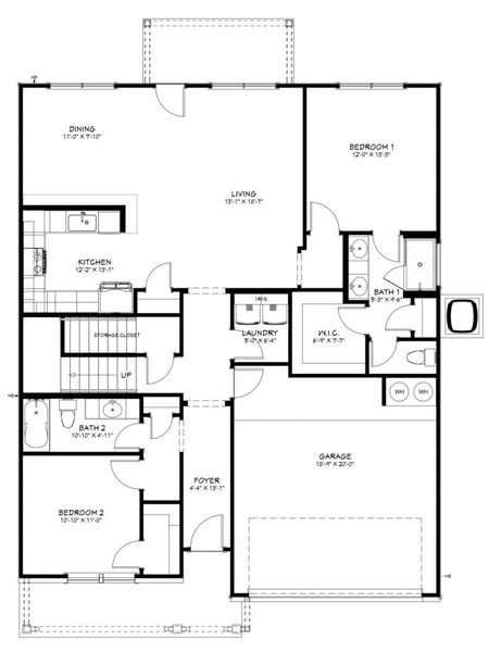 2D floor plan layout for the San Gabriel by Flintrock Builder in The Preserve At Thousand Oaks Single Family, Killeen, TX (Image 3).