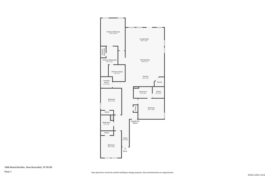 2D floor plan layout of this home in Voss Farms, New Braunfels, TX (Image 3).