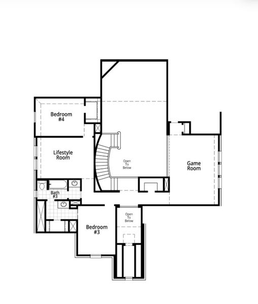 2D floor plan layout for the Sheffield by Highland Homes in Mantua Point, Van Alstyne, TX (Image 32).