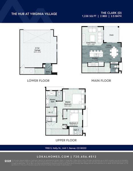 2D floor plan layout of this home in The Hub at Virginia Village, Denver, CO (Image 3).