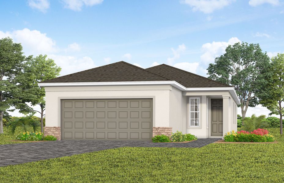 Representative exterior photo of a completed home built from the Compass by Del Webb in Del Webb Lakehaven, Clermont, FL (Image 15).