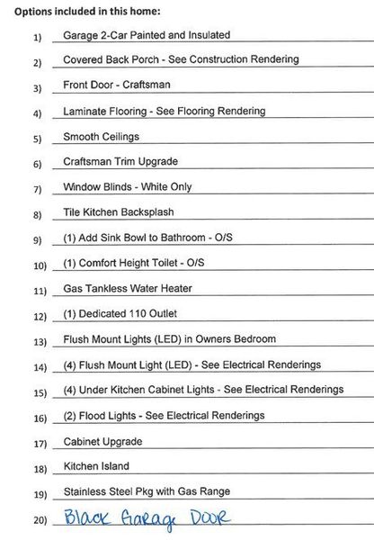 Option Selections Included in This Homesite Option Selections Included in This Homesite