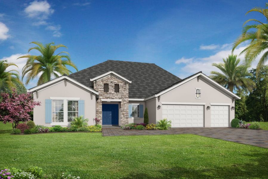 Representative exterior photo of a completed home built from the Aruba 2 by Medallion Home in Hampton Lakes, Sarasota, FL (Image 8).