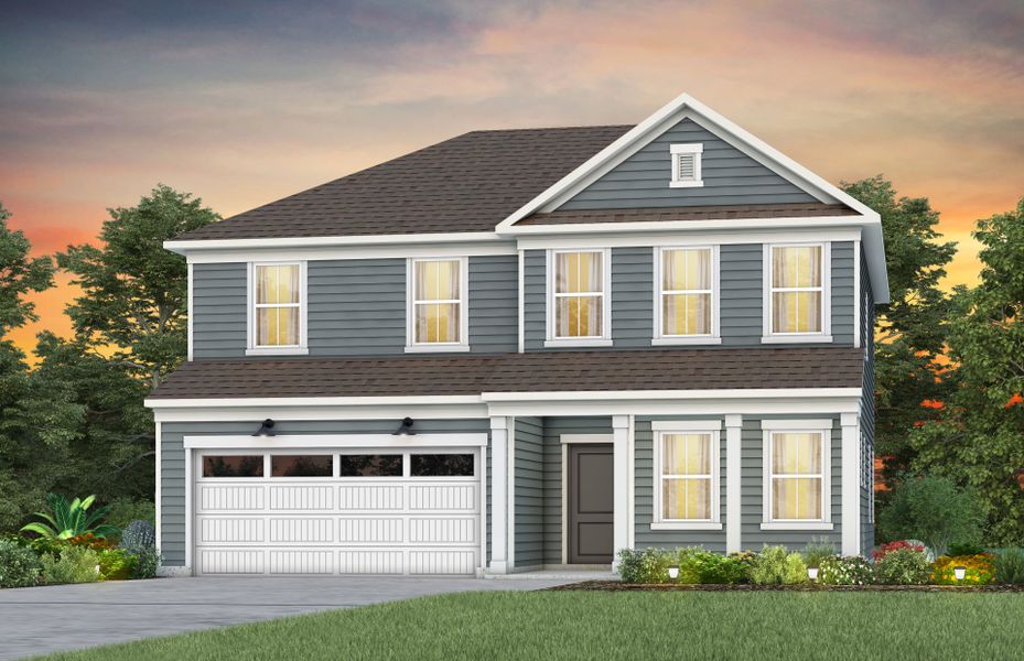 Representative exterior photo of a completed home built from the Austin by Pulte Homes in The Retreat at Carolina Ridge, Harrisburg, NC (Image 6).