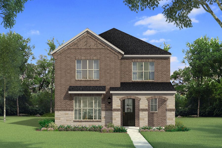 Representative exterior photo of a completed home built from the Blanco by Mattamy Homes in Bayside, Rowlett, TX (Image 4). Representative exterior photo of a completed home built from the Blanco by Mattamy Homes in Bayside, Rowlett, TX (Image 4).