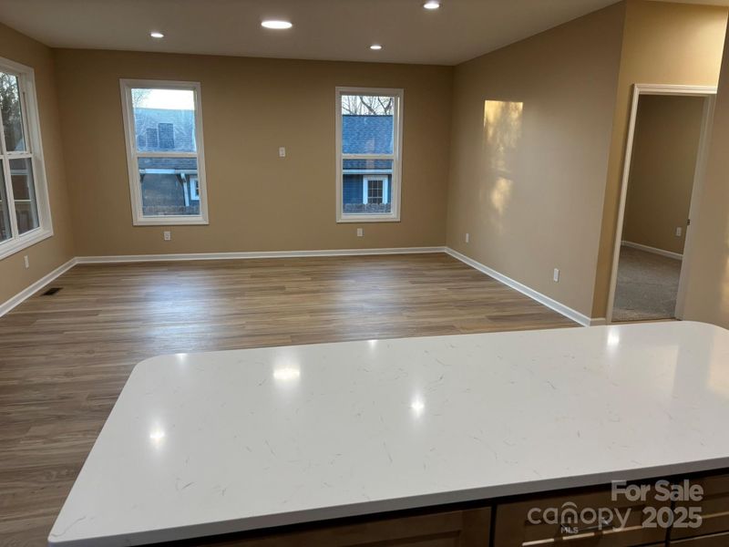 Kitchen opens up to the living room. Kitchen opens up to the living room.