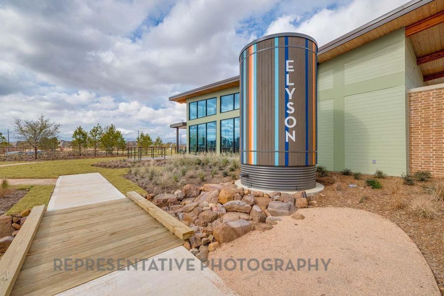 Front exterior of a new home in Elyson: 65ft. lots, Katy, TX, highlighting curb appeal (Image 19). Front exterior of a new home in Elyson: 65ft. lots, Katy, TX, highlighting curb appeal (Image 19).