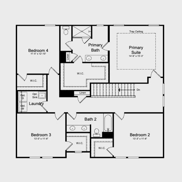 2D floor plan layout for the Prescott by Taylor Morrison in Falls Creek, Flowery Branch, GA (Image 4).