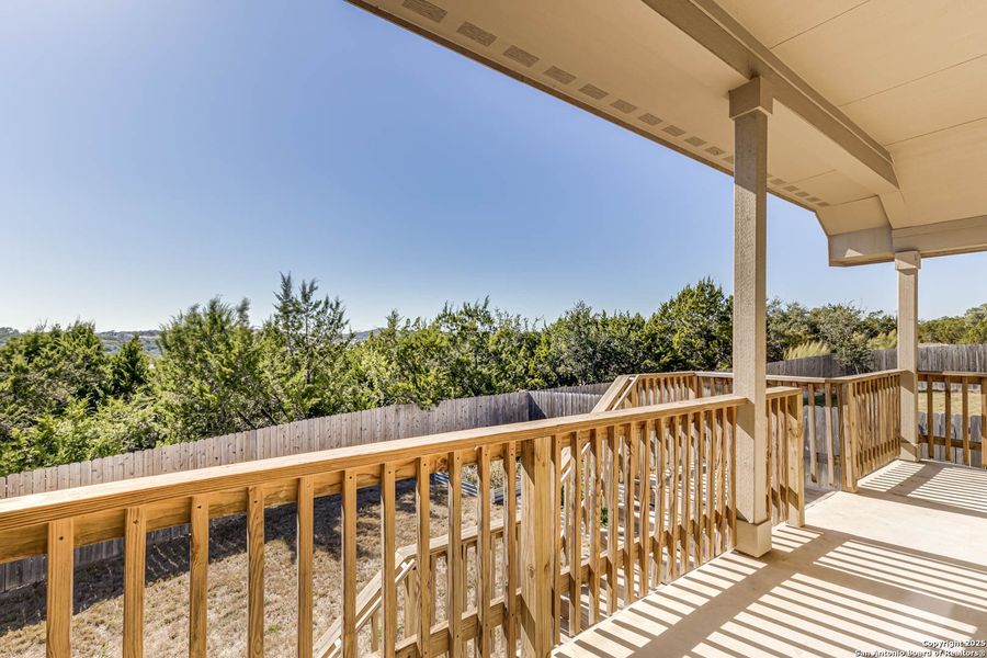 Exterior details and patio area of a home in Johnson Ranch: Brookstone II Collection, Bulverde (Image 4).
