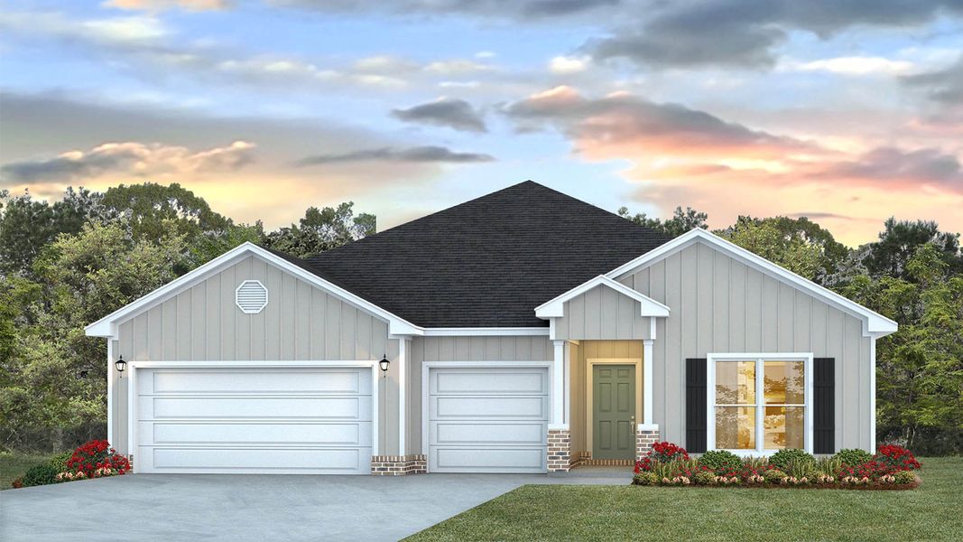 Representative exterior photo of a completed home built from the Camden by D.R. Horton in Owl's Head Farms, Freeport, FL (Image 1).