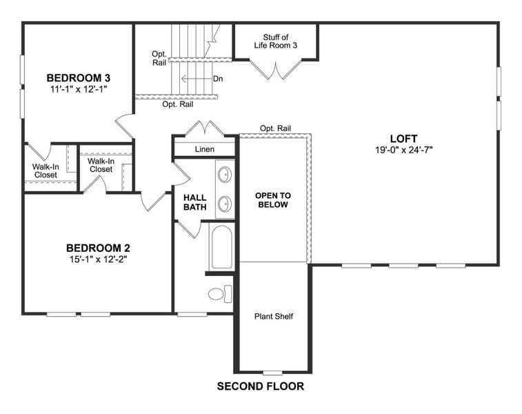 2D floor plan layout for the Versailles ESP by K. Hovnanian® Homes in Timberbrook, Justin, TX (Image 4).