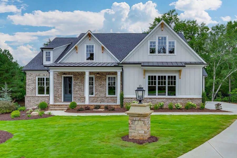 Front exterior of a new home in , Cumming, GA, highlighting curb appeal (Image 27). Front exterior of a new home in , Cumming, GA, highlighting curb appeal (Image 27).