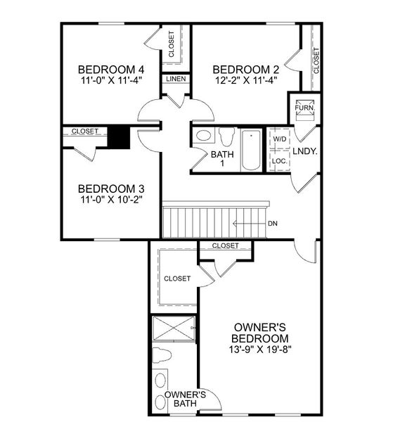 2D floor plan layout for the Lily Quick Move-In by Ryan Homes in Bell Creek Single Family Homes, Winnabow, NC (Image 2).