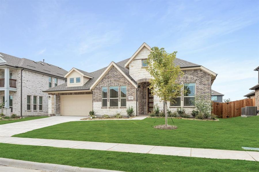 Front exterior of a new home in West Crossing, Anna, TX, highlighting curb appeal (Image 1). Front exterior of a new home in West Crossing, Anna, TX, highlighting curb appeal (Image 1).