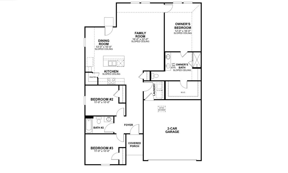 2D floor plan layout of this home in Cascades at Onion Creek, Austin, TX (Image 5).