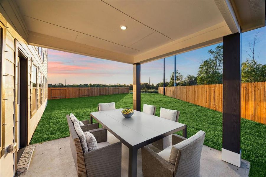 Enjoy the best of indoor-outdoor living on the covered patio, ideal for dining, lounging, or hosting summer barbecues. The tranquil setting and expansive views create a perfect retreat for enjoying warm evenings with family and friends.