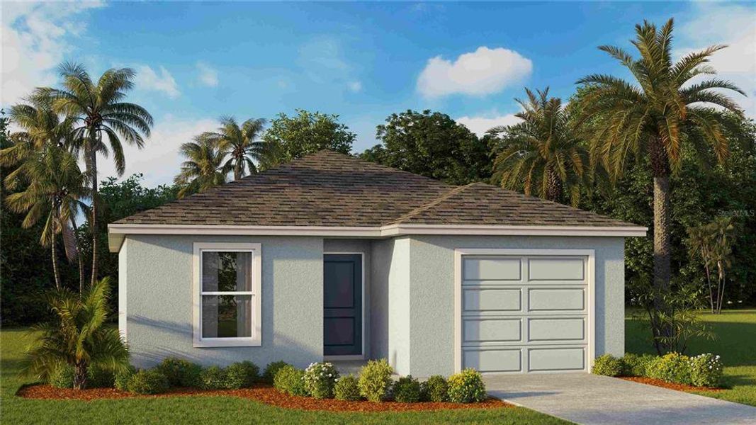 Front exterior of a new home in Brighton Park, Hudson, FL, highlighting curb appeal (Image 1).