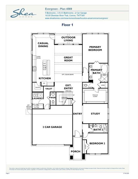 2D floor plan layout of this home in Evergreen 55', Conroe, TX (Image 4). 2D floor plan layout of this home in Evergreen 55', Conroe, TX (Image 4).