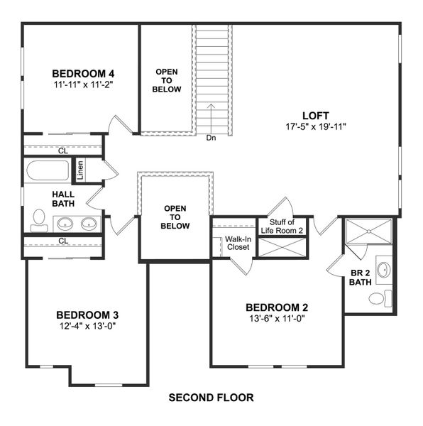 2D floor plan layout for the Tuscaloosa by K. Hovnanian® Homes in Oakberry Trails, Waller, TX (Image 5).