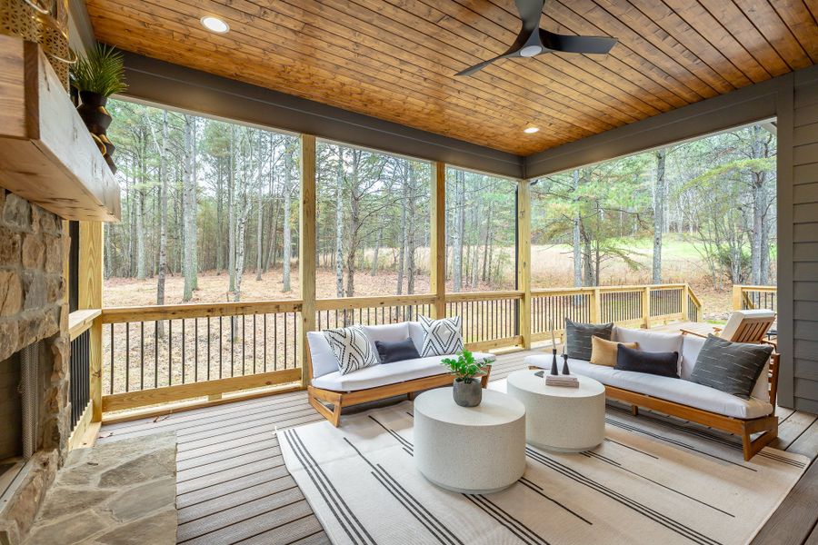 Exterior details and patio area of a home in River Gorge Ranch, Guild (Image 45).