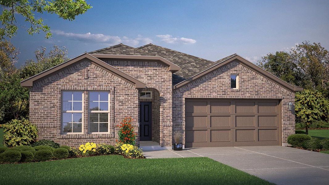 Front exterior of a new home in Northwest Passage, Midland, TX, highlighting curb appeal (Image 1).