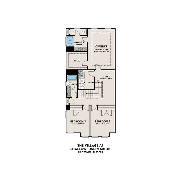 2D floor plan layout for the The Marion A by Davidson Homes LLC in The Village at Shallowford, Kennesaw, GA (Image 3). 2D floor plan layout for the The Marion A by Davidson Homes LLC in The Village at Shallowford, Kennesaw, GA (Image 3).