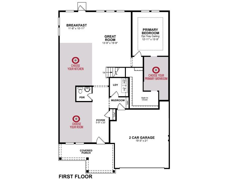 2D floor plan layout for the Sweetgum by Beazer Homes in The Groves of Berkeley, Moncks Corner, SC (Image 4).