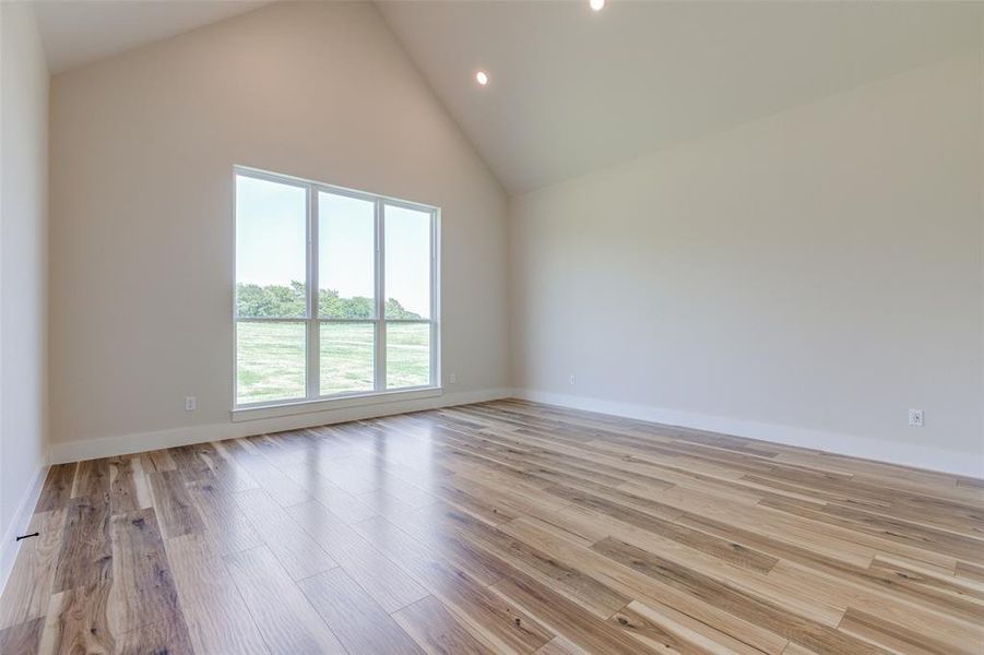 Master Bedroom with high vaulted ceiling