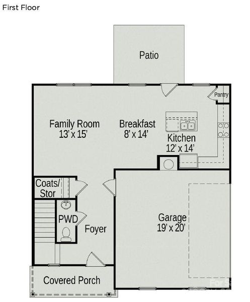 2D floor plan layout of this home in Cedar Meadows, Monroe, NC (Image 2).