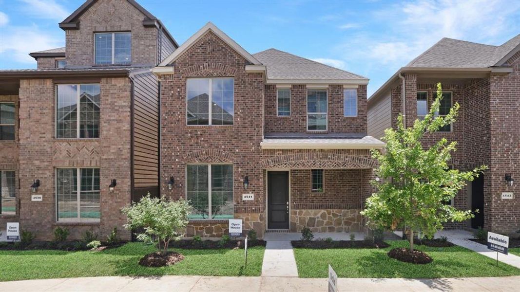 Front exterior of a new home in The Avenue, Allen, TX, highlighting curb appeal (Image 12). Front exterior of a new home in The Avenue, Allen, TX, highlighting curb appeal (Image 12).