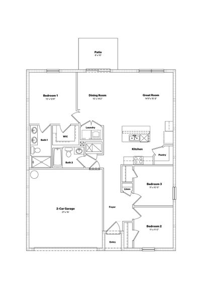 2D floor plan layout for the Archer II by D.R. Horton in McGinley Landing, Ocala, FL (Image 4).