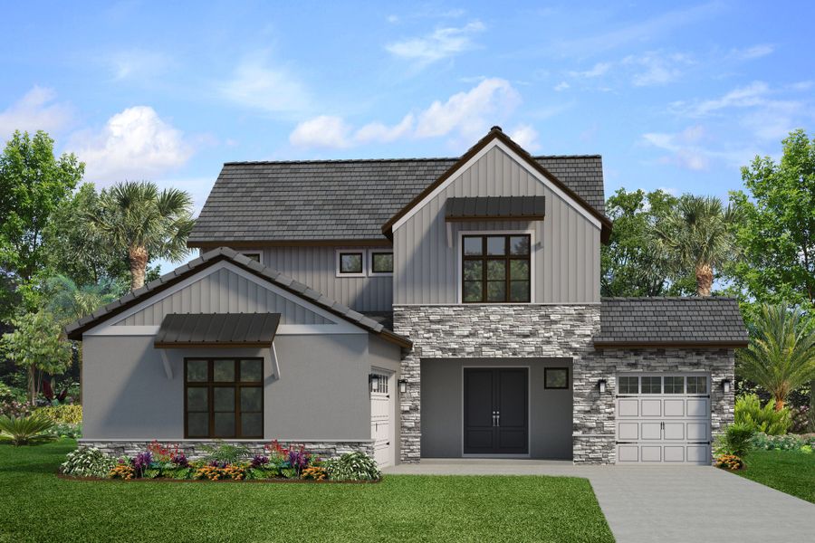 Representative exterior photo of a completed home built from the Yosemite II by Park Square Residential in Tamarack at Two Rivers, Zephyrhills, FL (Image 7).