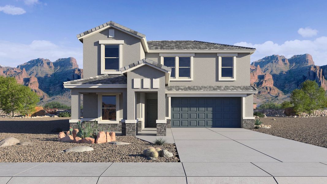 Representative exterior photo of a completed home built from the Plan by D.R. Horton in The Ridge at Stone Butte, Phoenix, AZ (Image 2).