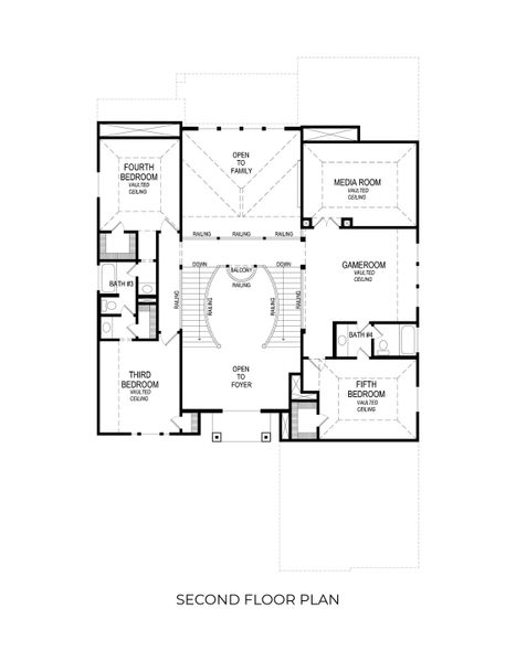 2D floor plan layout for the Northcrest 3FSW (w/Media) by First Texas Homes in Collinsbrook Farm, Frisco, TX (Image 3).