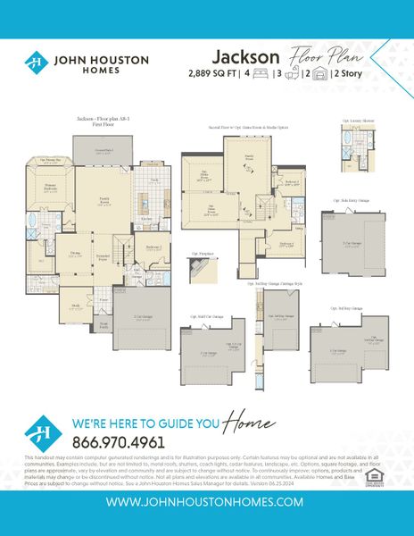 2D floor plan layout for the Jackson by John Houston Homes in Bull Hide Estates, Hewitt, TX (Image 3).
