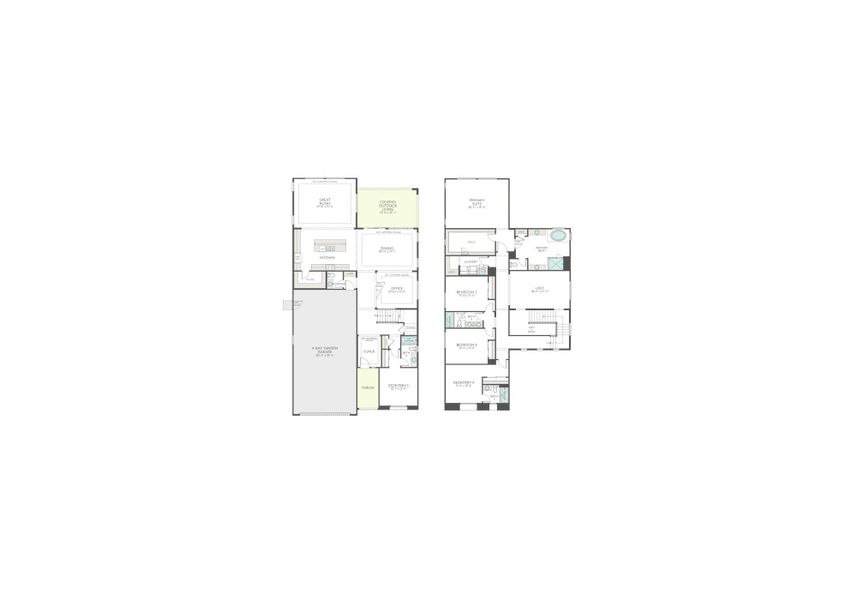 2D floor plan layout for the Safflower Plan 40-4 by Tri Pointe Homes in Soleo, San Tan Valley, AZ (Image 5).
