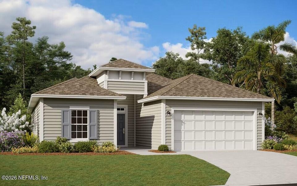 Front exterior of a new home in Hyland Trail, Green Cove Springs, FL, highlighting curb appeal (Image 1). Front exterior of a new home in Hyland Trail, Green Cove Springs, FL, highlighting curb appeal (Image 1).