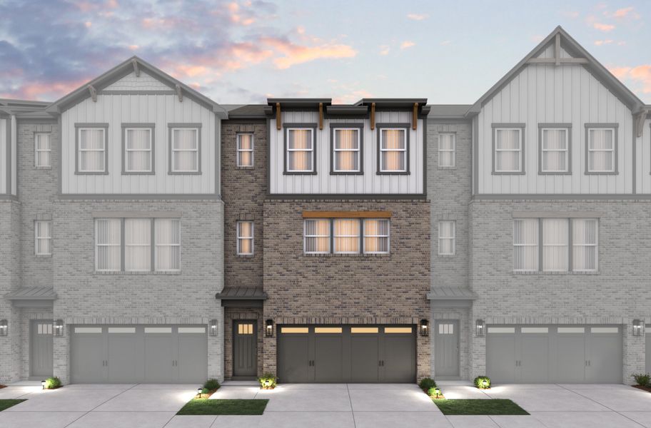 Representative exterior photo of a completed home built from the Brayton by Beazer Homes in Towne Village at Suwanee Dam, Sugar Hill, GA (Image 1).