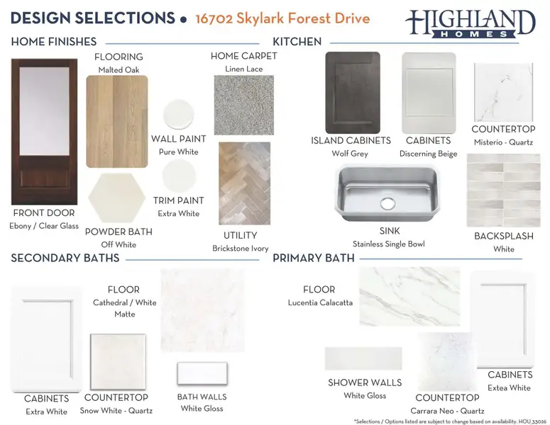 Sample of building materials used in homes in Bridgeland Central, Cypress (Image 28).