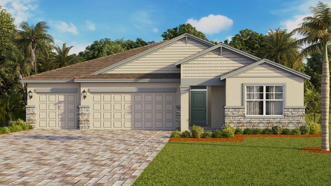 Representative exterior photo of a completed home built from the Covington by D.R. Horton in Cypress Bay West, Palm Bay, FL (Image 5). Representative exterior photo of a completed home built from the Covington by D.R. Horton in Cypress Bay West, Palm Bay, FL (Image 5).