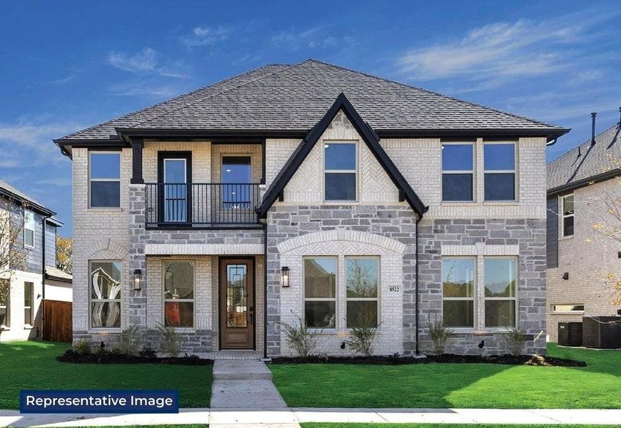 Front exterior of a new home in Villages of Creekwood, Frisco, TX, highlighting curb appeal (Image 1). Front exterior of a new home in Villages of Creekwood, Frisco, TX, highlighting curb appeal (Image 1).