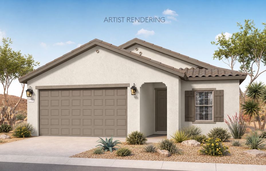 Representative exterior photo of a completed home built from the Vervain by Pulte Homes in San Madera, Buckeye, AZ (Image 18). Representative exterior photo of a completed home built from the Vervain by Pulte Homes in San Madera, Buckeye, AZ (Image 18).